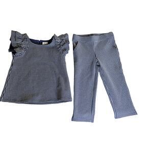 Janie & Jack Gingham Jacquard Navy Set Size: 4